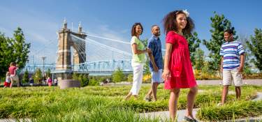 family enjoying parks and green spaces in Cincinnati