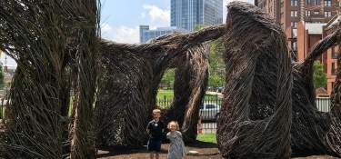 Outdoor sculptures at Taft Museum of Art