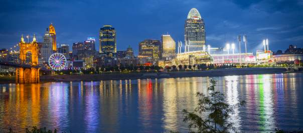 View of downtown Cincinnati at nighttime