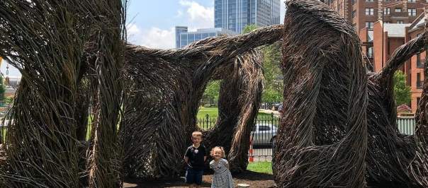 Outdoor sculptures at Taft Museum of Art