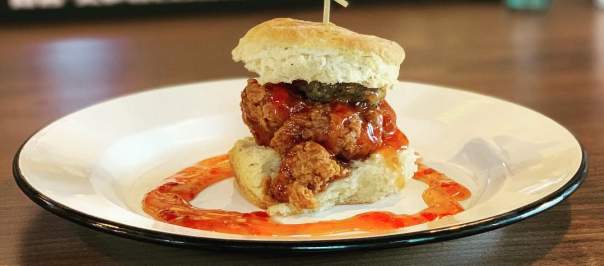 chicken biscuit from libbys southern comfort in covington ky sweet chili sauce with pimento cheese