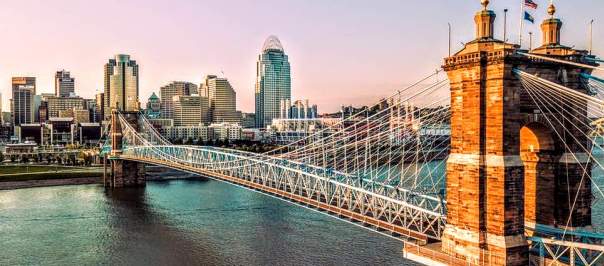 freedom center and roebling suspension bridge