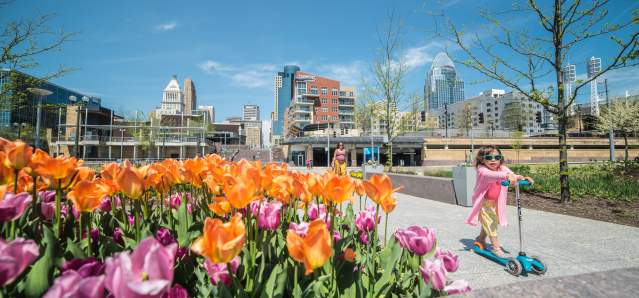 Child riding a scooter