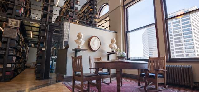 Table and chairs in a Library