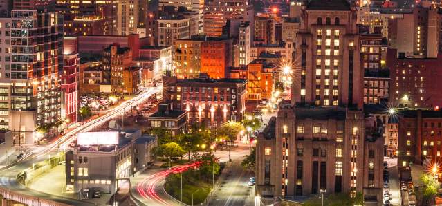 Aerial view at night