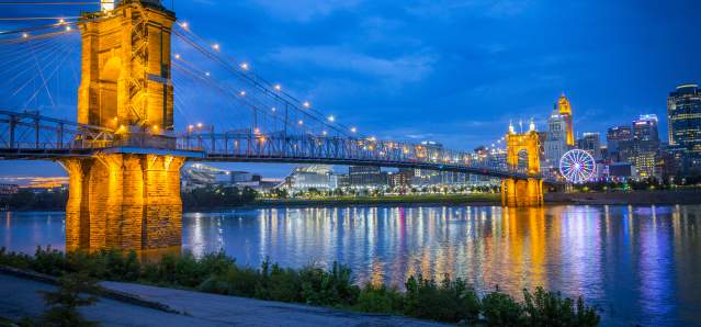 John A. Roebling Suspension Bridge in Cincinnati