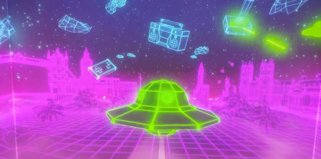 Image is of a spaceship projected on the wall at Immersive Gamebox.