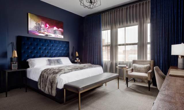 hotel room decorated beautifully at Hotel Covington in covington ky