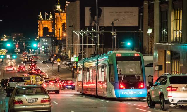 Streetcar at night