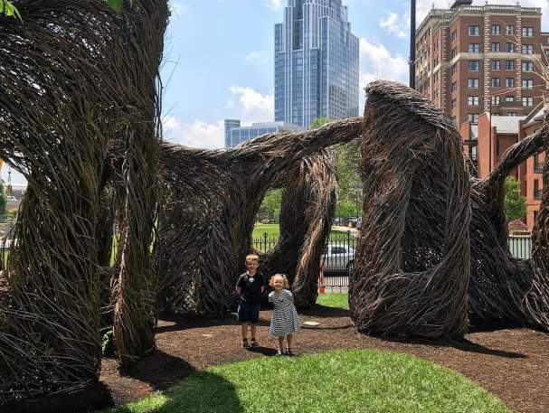 Outdoor sculptures at Taft Museum of Art