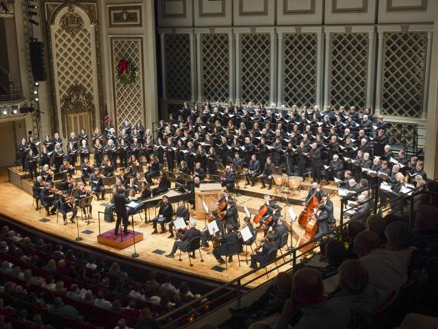The Cincinnati Symphony Orchestra performs onstage at Cincinnati Music Hall.