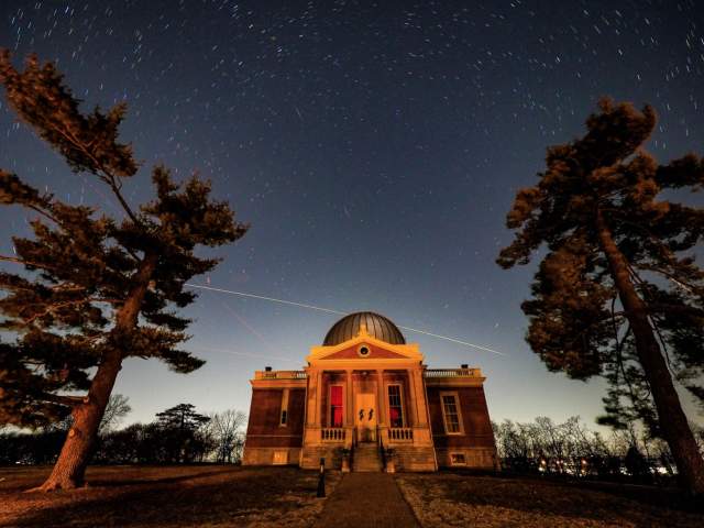 The Cincinnati Observatory, set under a starlit night sky