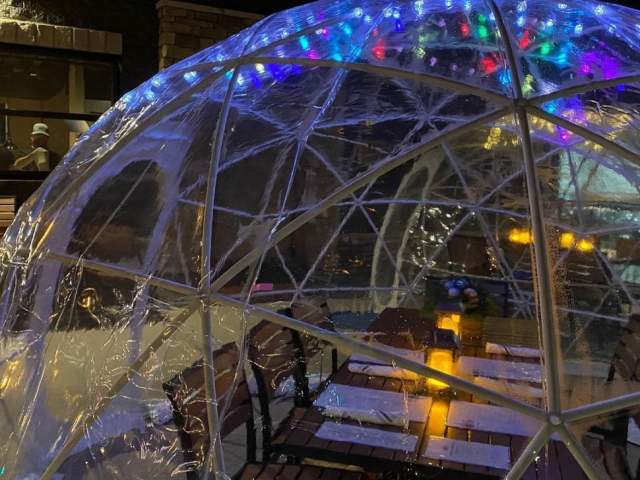 Igloo dining at Catch-A-Fire Pizza Blue Ash location (photo: @catchafire)