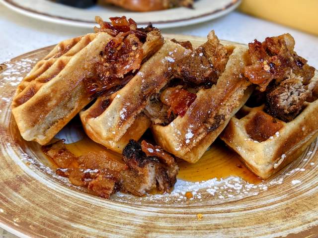 pork waffle at yuca by cedar in bellevue