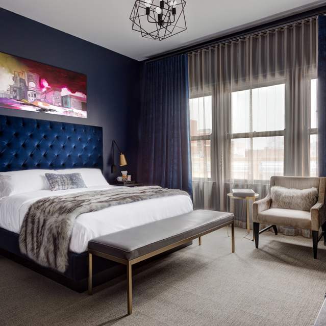 hotel room decorated beautifully at Hotel Covington in covington ky