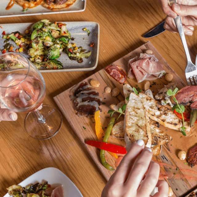 group of people eating dinner
