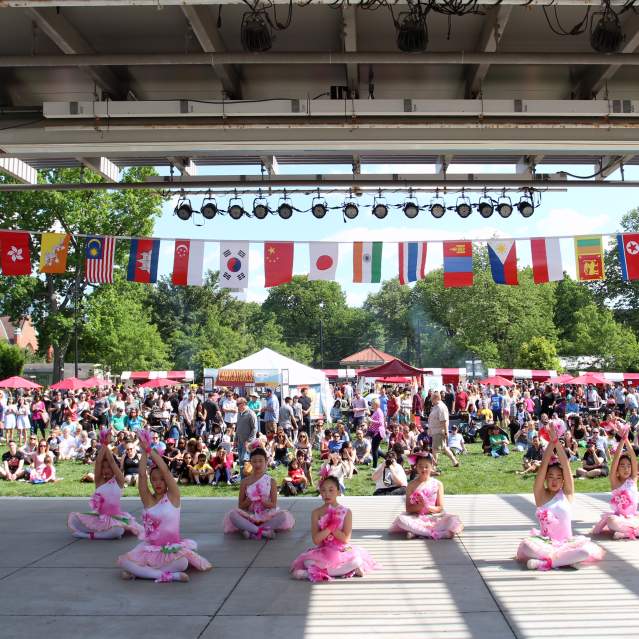 Little girls performing at a family-friendly event in Cincinnati