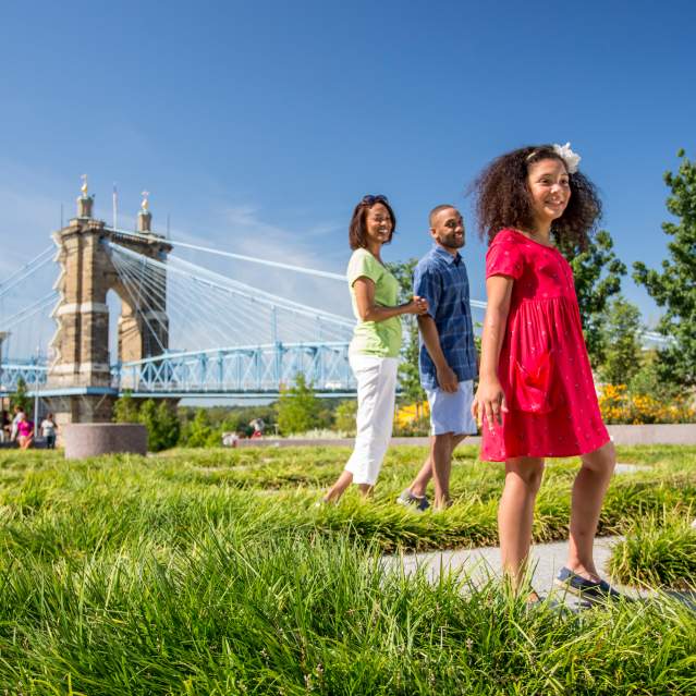 family enjoying parks and green spaces in Cincinnati