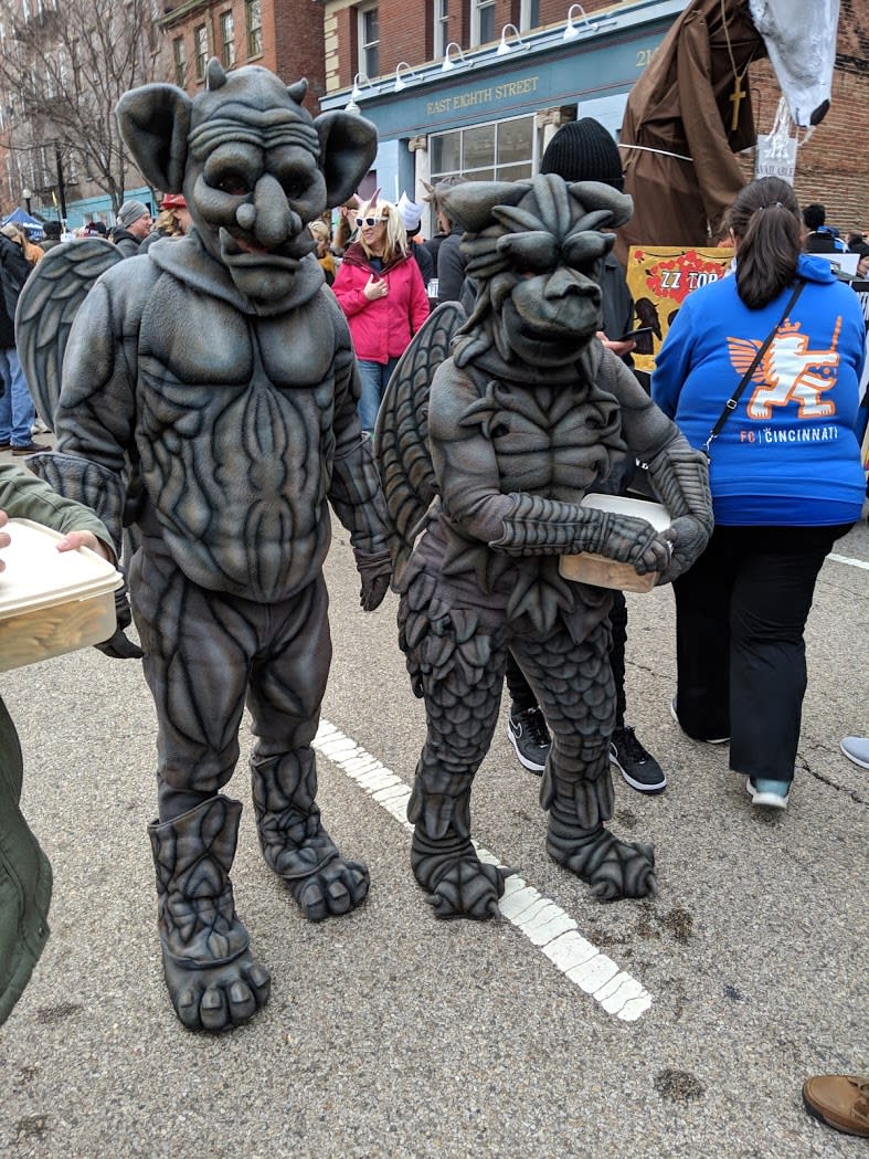 People in gargoyle costumes at the Bockfest parade in Cincinnati, near NKY