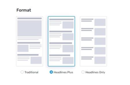 A screen grab of the customization options for the e-newsletter.
