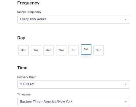 A screen grab of the customization options for the e-newsletter.