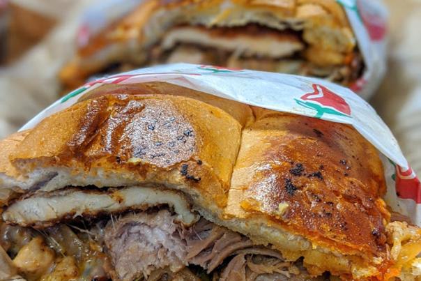 close up shot of la torta loca sandwich in florence ky restaurant