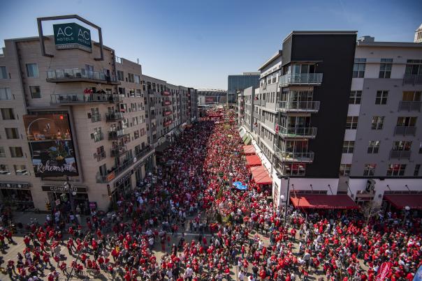 Large crowds of Reds fan flood the Banks on Opening Day each year