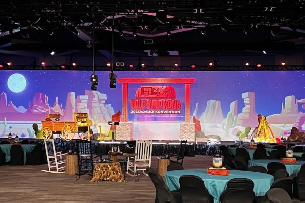 A Wild West-themed stage at the Kona Ice Konvention