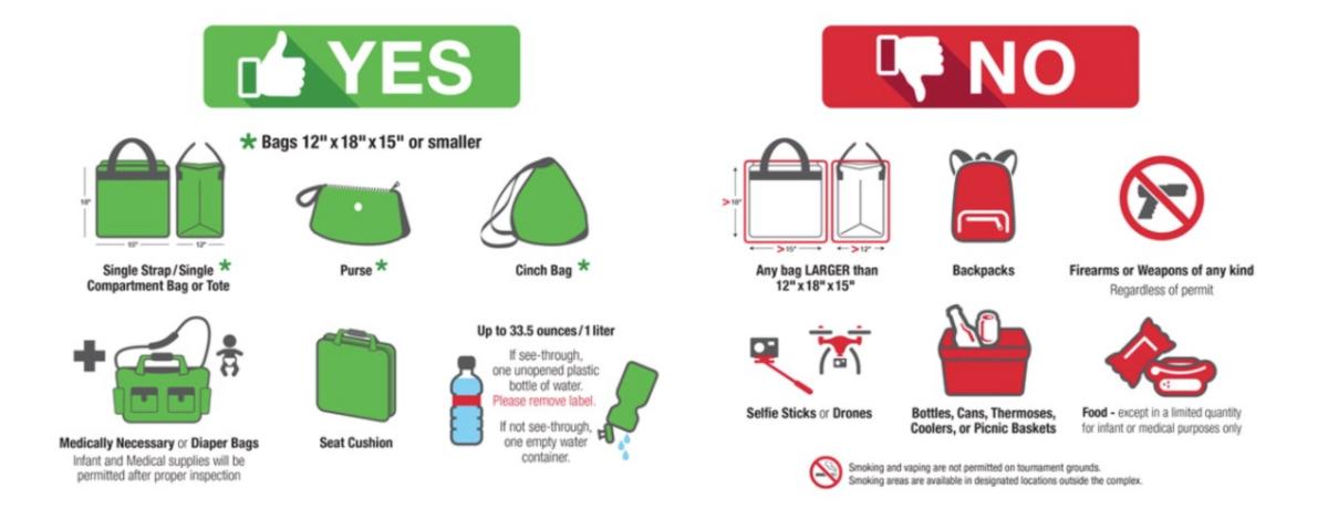 Lindner Family Tennis Center bag policy