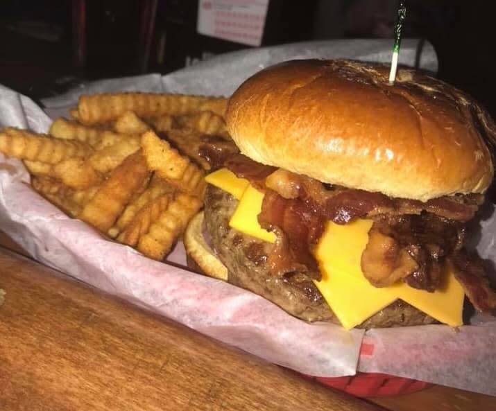 basket of burger with bacon and fries at muggbee's in florence ky