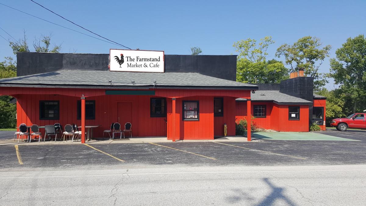 red building with chairs out front, farmstand market and cafe union ky