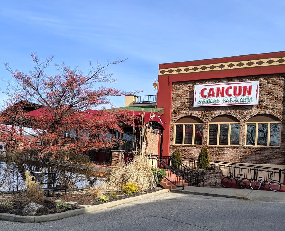exterior photo of cancun mexican restaurant and bar in newport kenutcky across the ohio river from downtown cincinnati