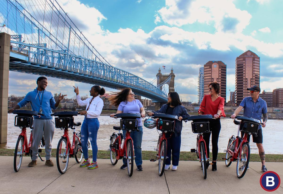 Red Bike - Roebling Bridge View