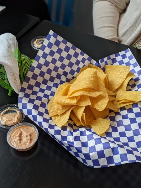 basket of chips and dip at olla covington ky