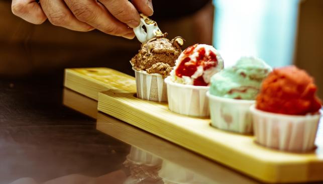 closeup of an Ice cream flight at Bergey's Breadbasket