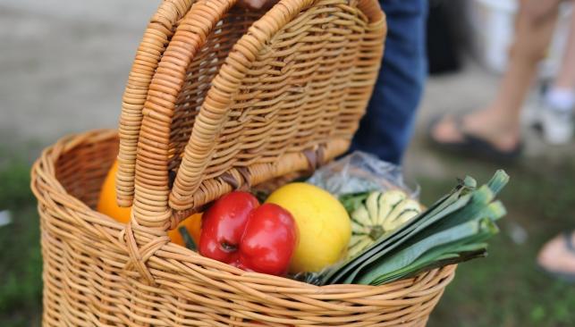 Basket Full Of Vegetables From A Farmers Market