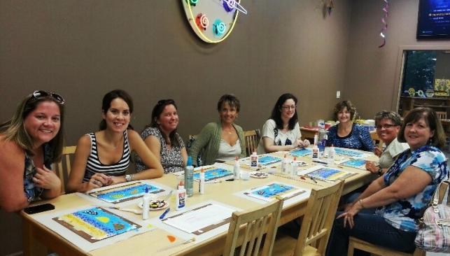 A group art class at Glazenfyre