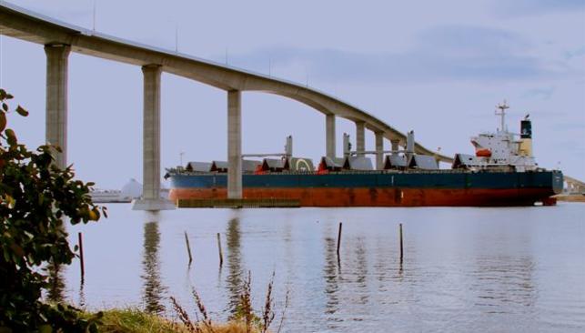 Cargo Ship Passing Under South Norfolk Jordan Bridge
