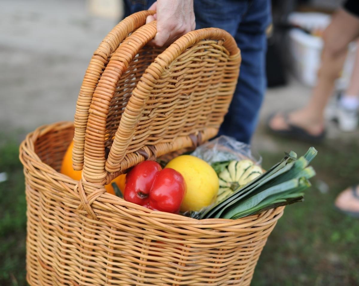 Basket Full Of Vegetables From A Farmers Market