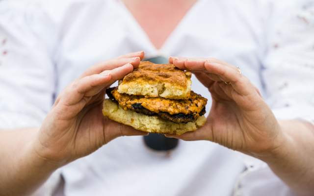 Pimento Cheese biscuits and grits from Rambo's Fat Cat Biscuits