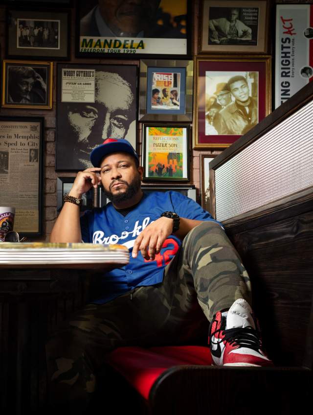 Man sitting in a booth