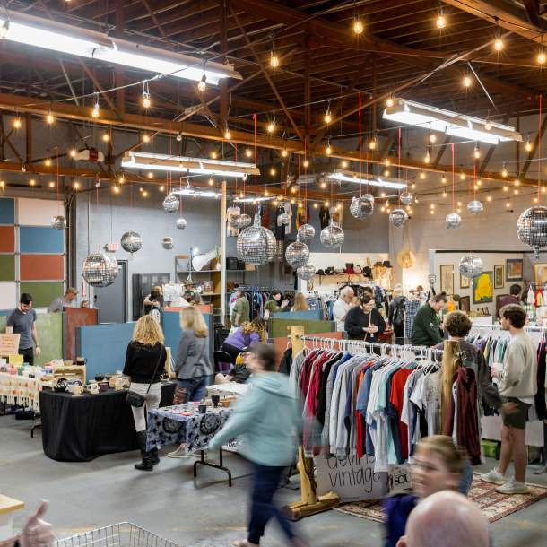 People shopping at a vintage store
