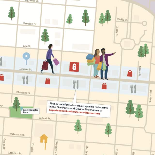 Five Points & Devine area map of Columbia, SC