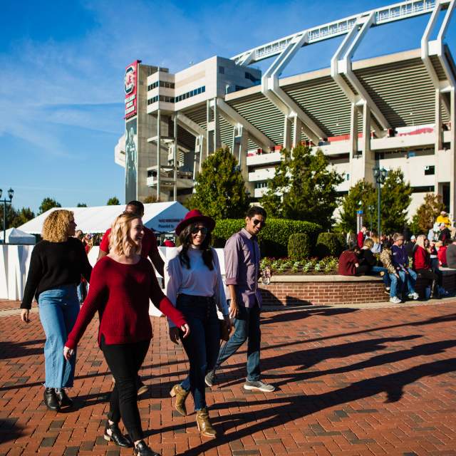 Friends strolling through Gamecock Park