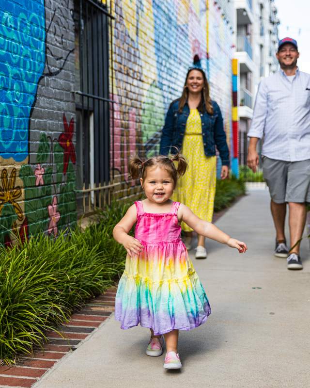 Family in West Columbia Mural Alley