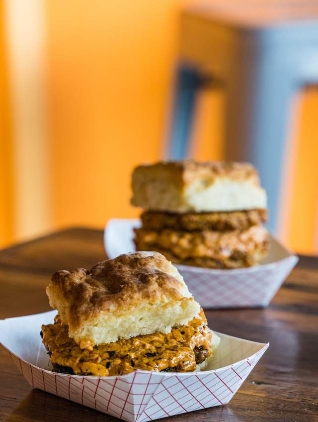 Biscuit with Pimento Cheese on top