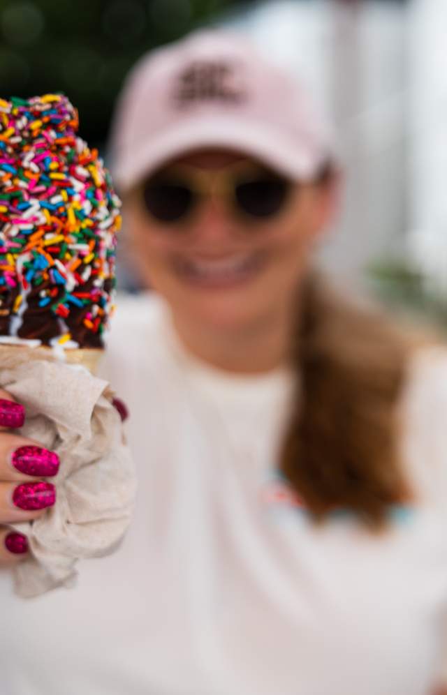 Woman holding ice cream cone