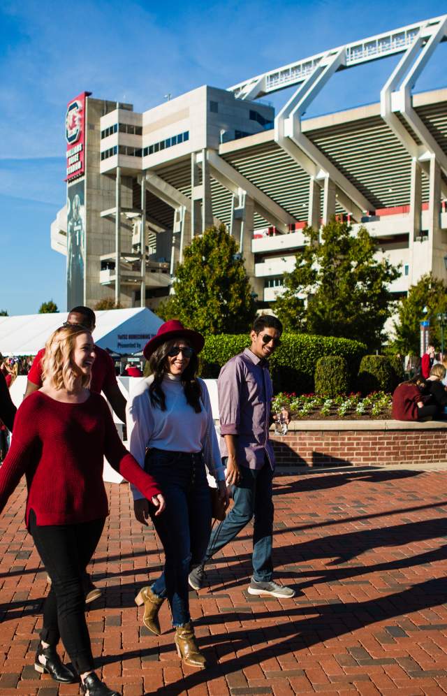 Friends strolling through Gamecock Park