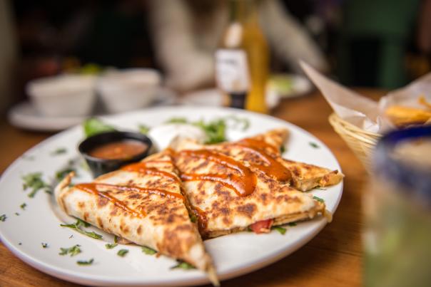 BBQ chicken quesadilla at Cantina 76