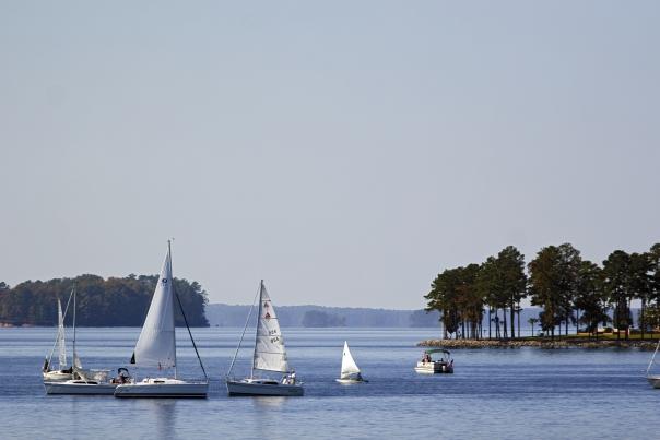 Sailboats on Lake Murray in Columbia, SC